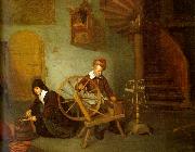 Quirijn van Brekelenkam Man Spinning and Woman Scraping Carrots USA oil painting reproduction